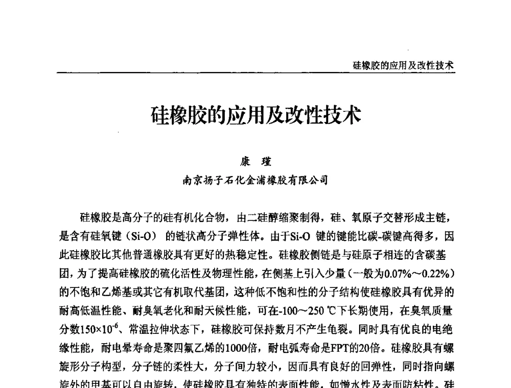 硅橡胶的应用及改性技术 - 2010第三届特种橡胶与制品市场技术研讨会