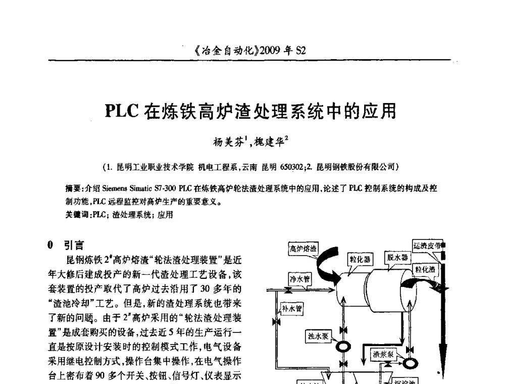 PLC在炼铁高炉渣处理系统中的应用 - 2009年全国第十四届自动化应用学术交流会暨中国计量学会冶金分会2009年会