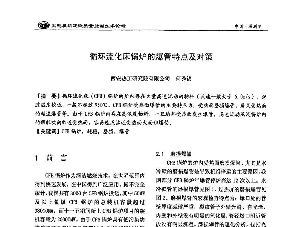 循环流化床锅炉的爆管特点及对策 - 2008年火电机组建设质量控制技术论坛