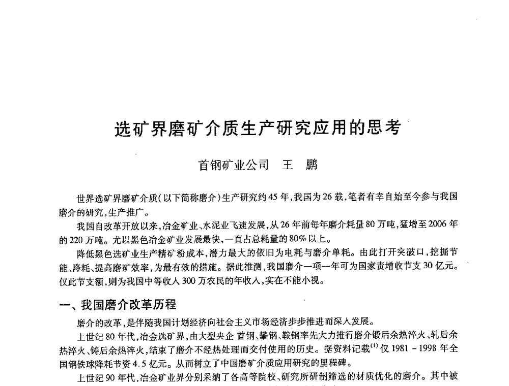 选矿界磨矿介质生产研究应用的思考 - 2008全国耐磨材料暨水泥矿山应用技术交流会