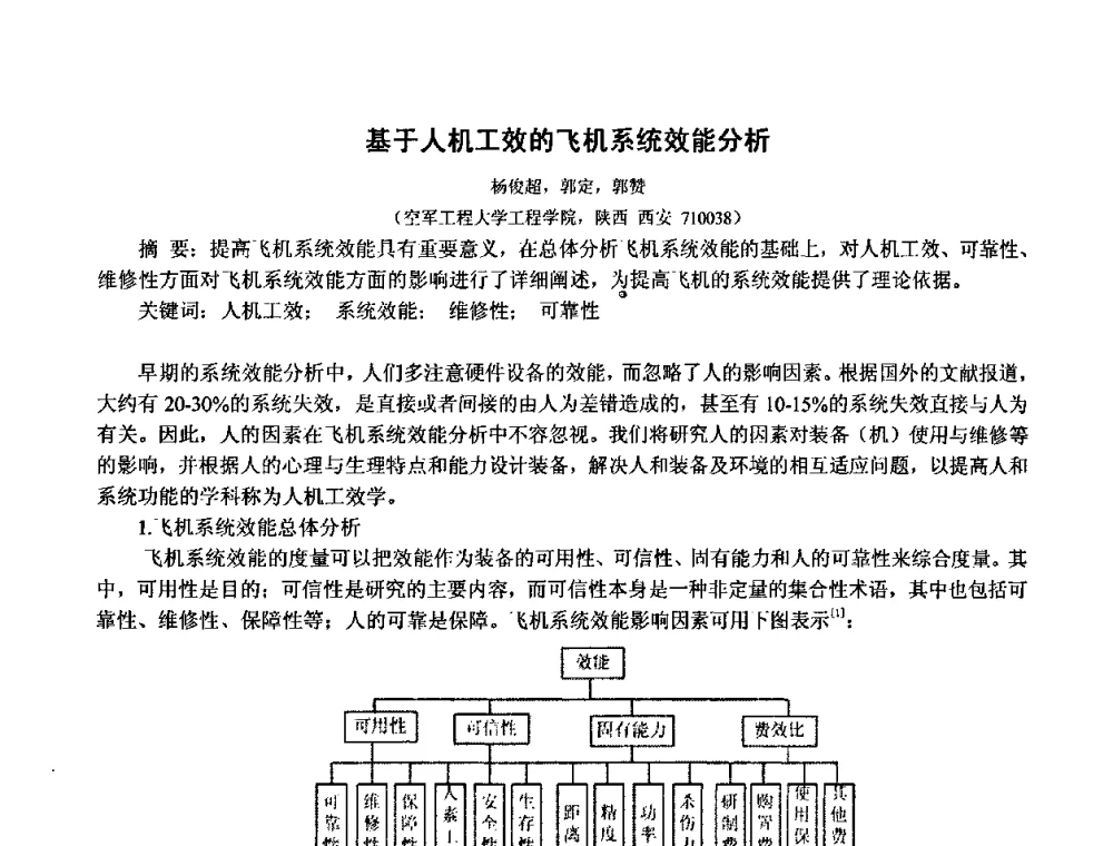 基于人机工效的飞机系统效能分析 - 中国人类工效学学会成立20周年庆祝大会