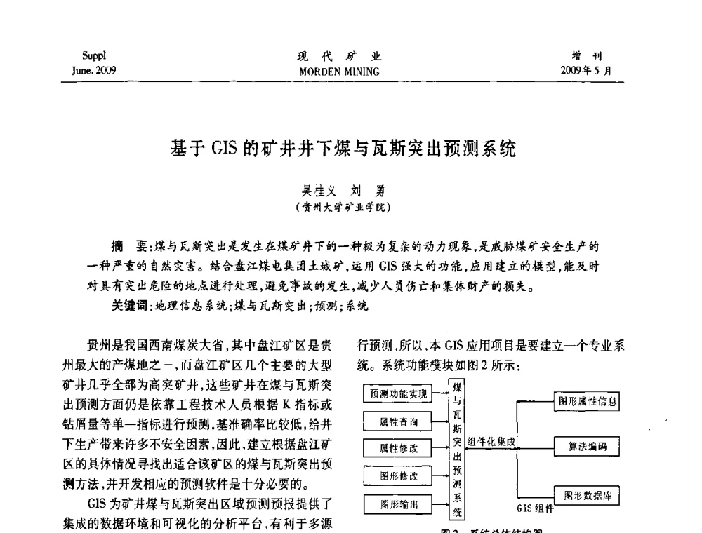 基于GIS的矿井井下煤与瓦斯突出预测系统 - 2009全国采矿新技术前沿论坛