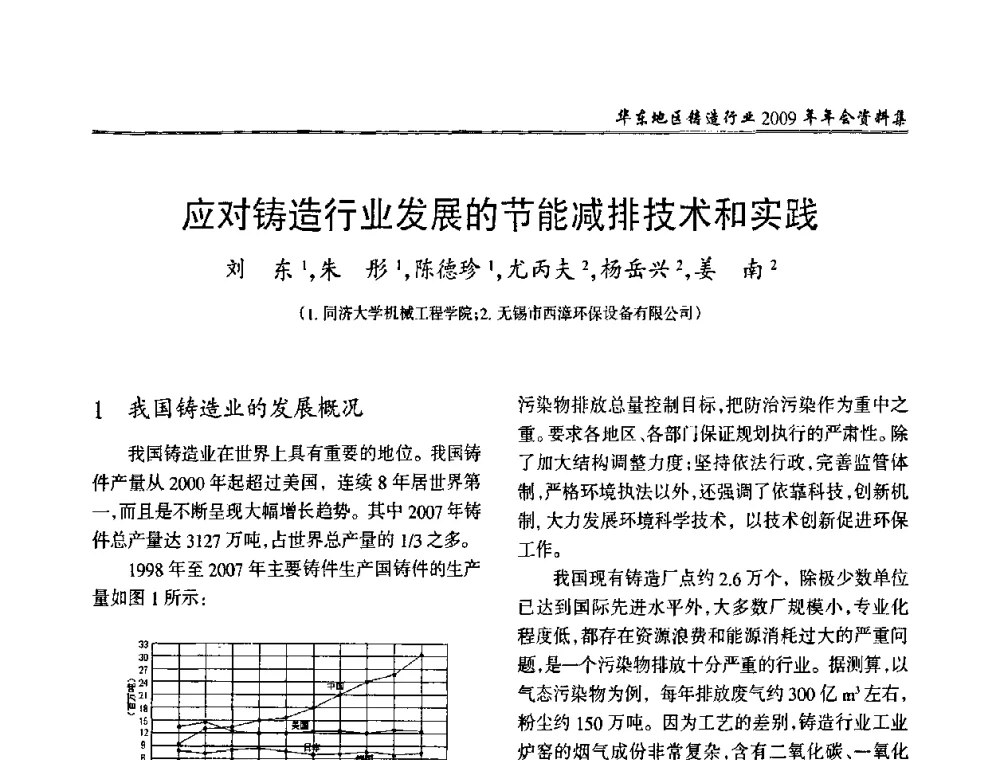应对铸造行业发展的节能减排技术和实践 - 华东地区铸造行业2009年年会