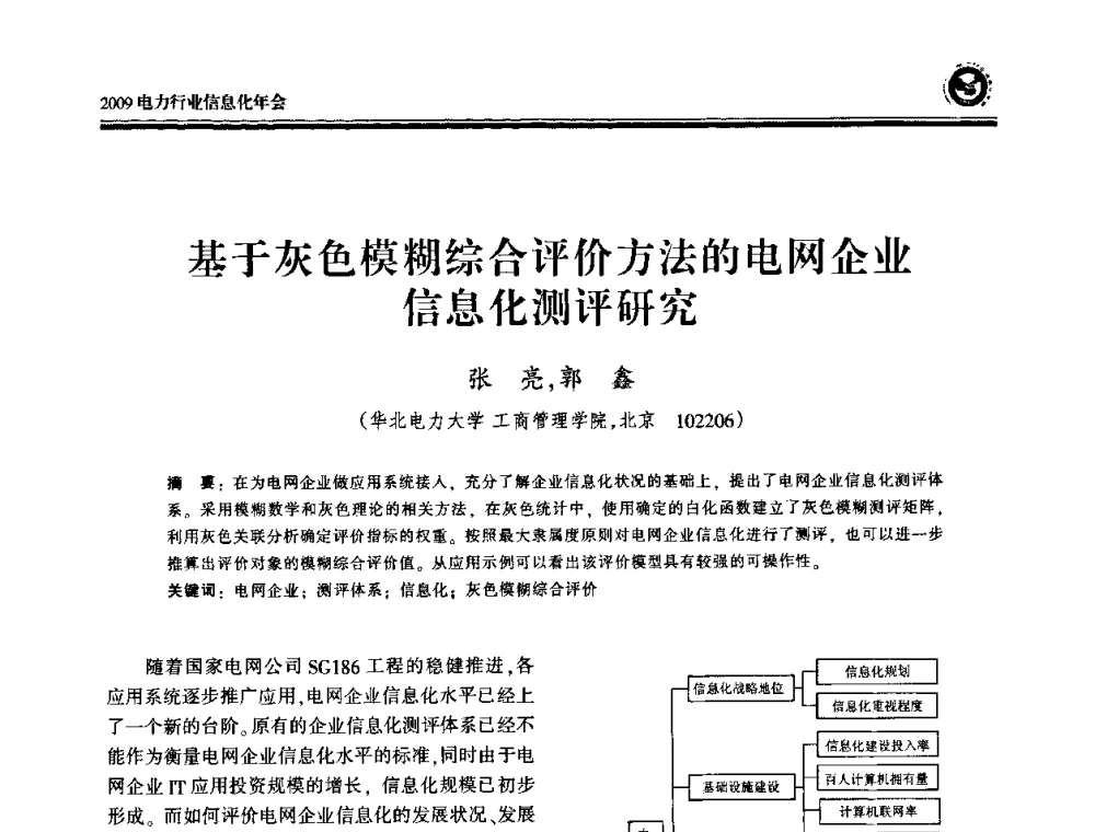 基于灰色模糊综合评价方法的电网企业信息化测评研究 - 2009电力行业信息化年会