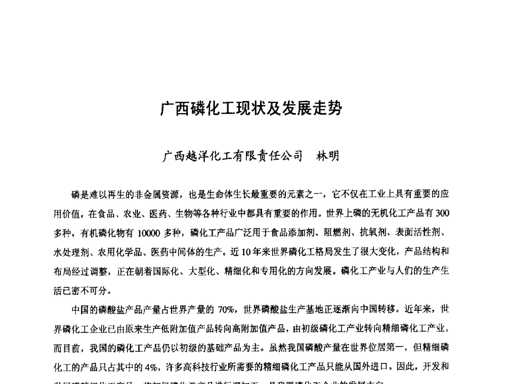 广西磷化工现状及发展走势 - 第三届中国国际磷化工高峰论坛暨行业年会