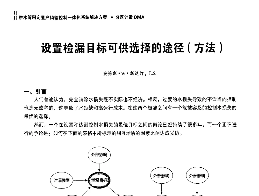 设置检漏目标可供选择的途径(方法) - 供水管网分区定量控制产销差一体化系统解决方案研讨会