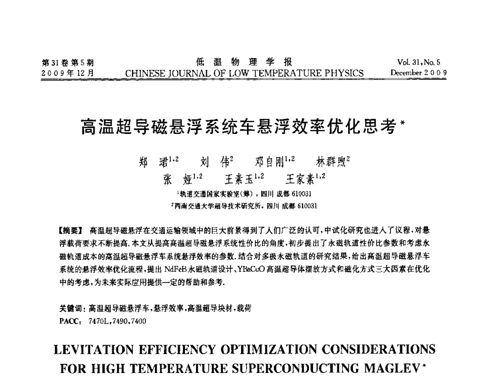 高温超导磁悬浮系统车悬浮效率优化思考 - 第十届超导学术交流会