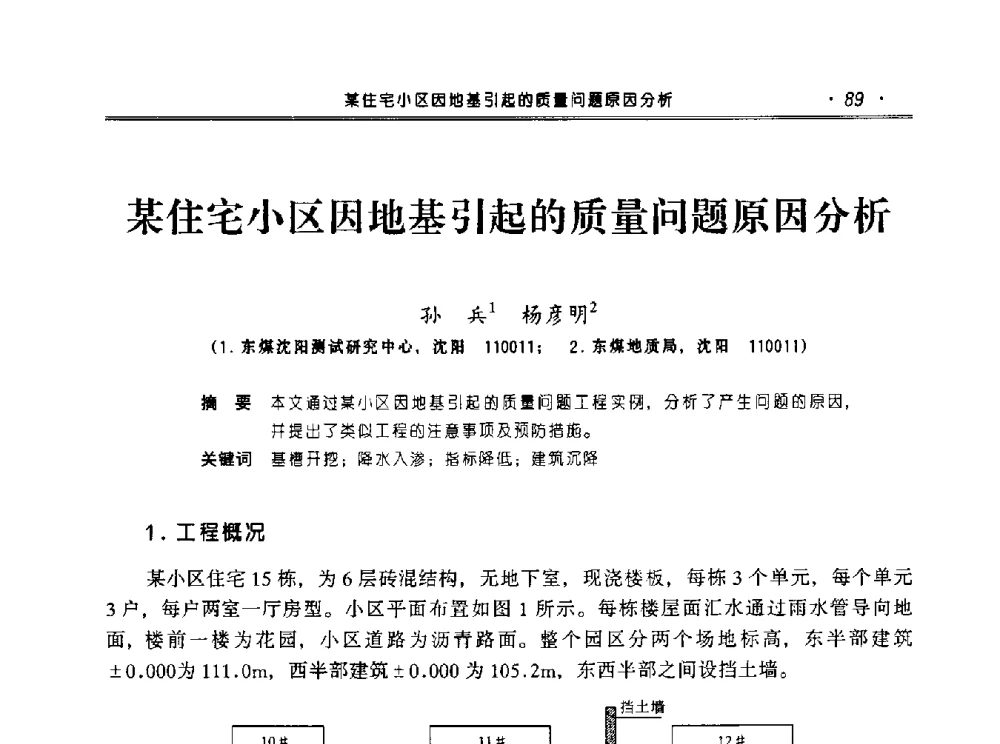 某住宅小区因地基引起的质量问题原因分析 - 2010年辽宁工程勘察与岩土工程学术会议