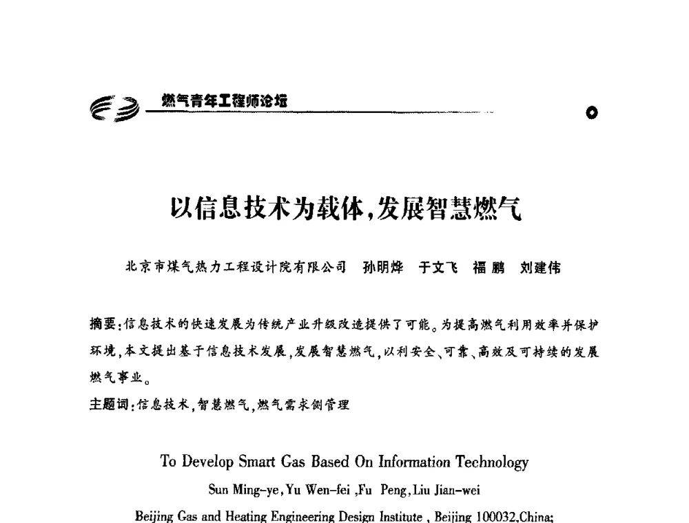 以信息技术为载体_发展智慧燃气 - 第二届中国城市燃气论坛—燃气青年工程师论坛