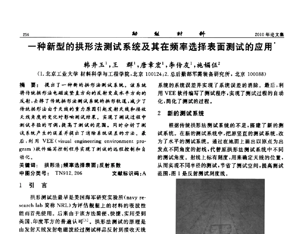 一种新型的拱形法测试系统及其在频率选择表面测试的应用 - 第七届中国功能材料及其应用学术会议