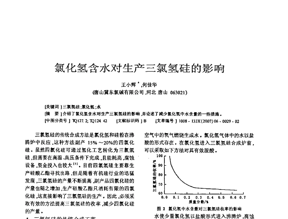 氯化氢含水对生产三氯氢硅的影响 - 全国特种气体第十二次年会