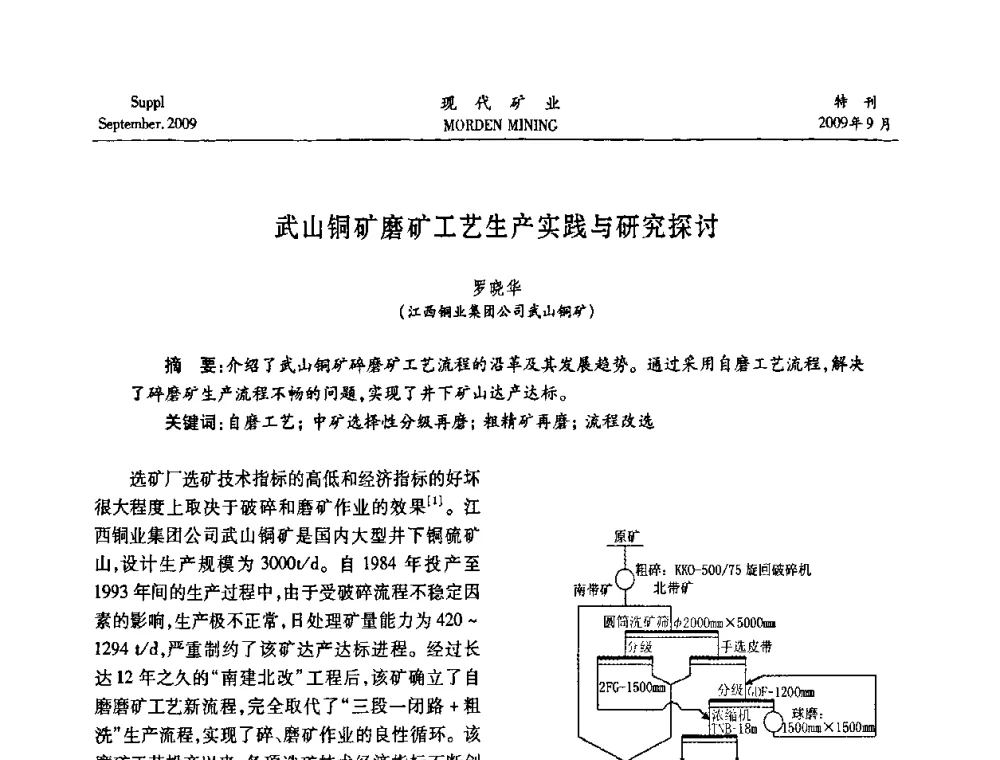 武山铜矿磨矿工艺生产实践与研究探讨 - 第九届中国选矿大会