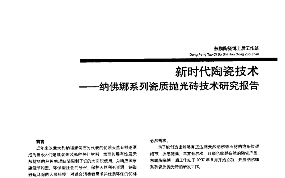 新时代陶瓷技术——纳佛娜系列瓷质抛光砖技术研究报告 - 第三届全国环境艺术设计大展暨论坛