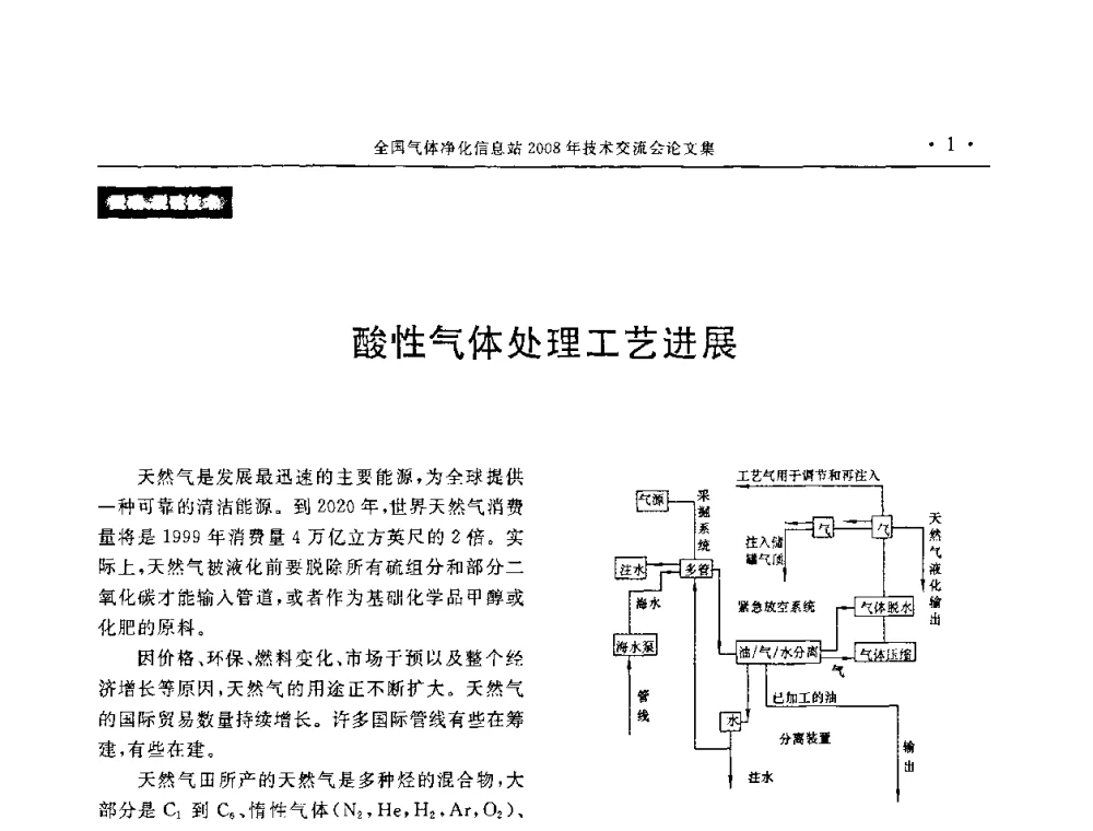 酸性气体处理工艺进展 - 2008年全国气体净化技术交流会