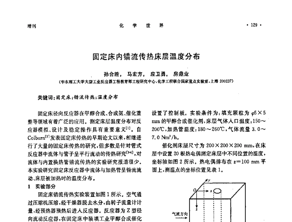 固定床内错流传热床层温度分布 - 上海市化学化工学会2010年度学术年会