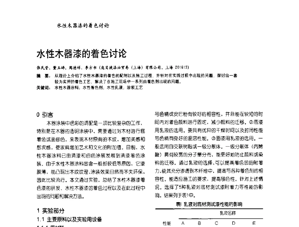 水性木器漆的着色讨论 - 2009水性聚氨酯行业年会暨第26次全国涂料工业信息年会