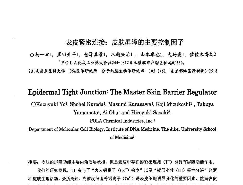 表皮紧密连接_皮肤屏障的主要控制因子 - 第八届中国化妆品学术研讨会