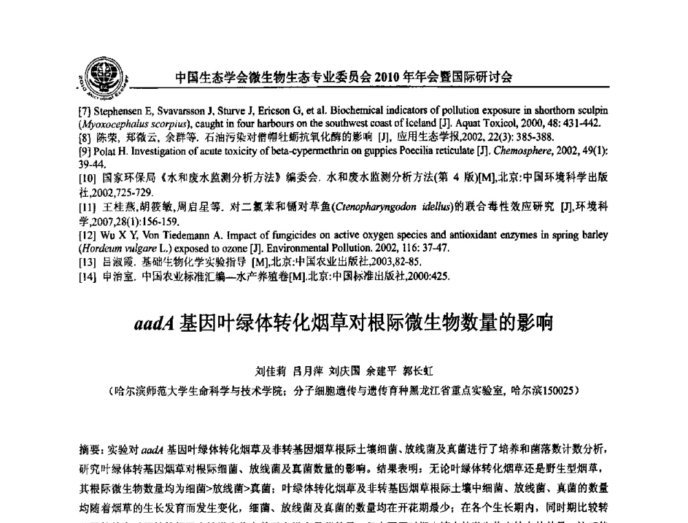低温好氧反硝化细菌的筛选与反硝化性能的研究 - 中国生态学会微生物生态专业委员会2010年年会暨国际研讨会
