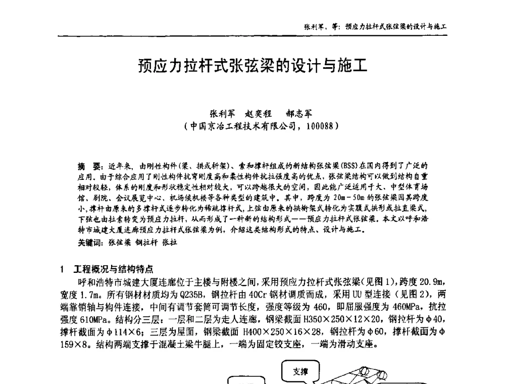 预应力拉杆式张弦梁的设计与施工 - 中国钢结构协会房屋建筑钢结构分会2009年学术年会