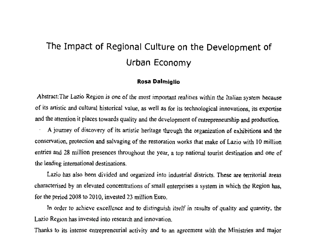 The Impact of Regional Culture on the Development of Urban Economy - “地域文化与城市发展”国际学术研讨会