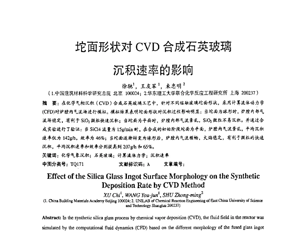 坨面形状对CVD合成石英玻璃沉积速率的影响 - 2010全国玻璃技术交流研讨会