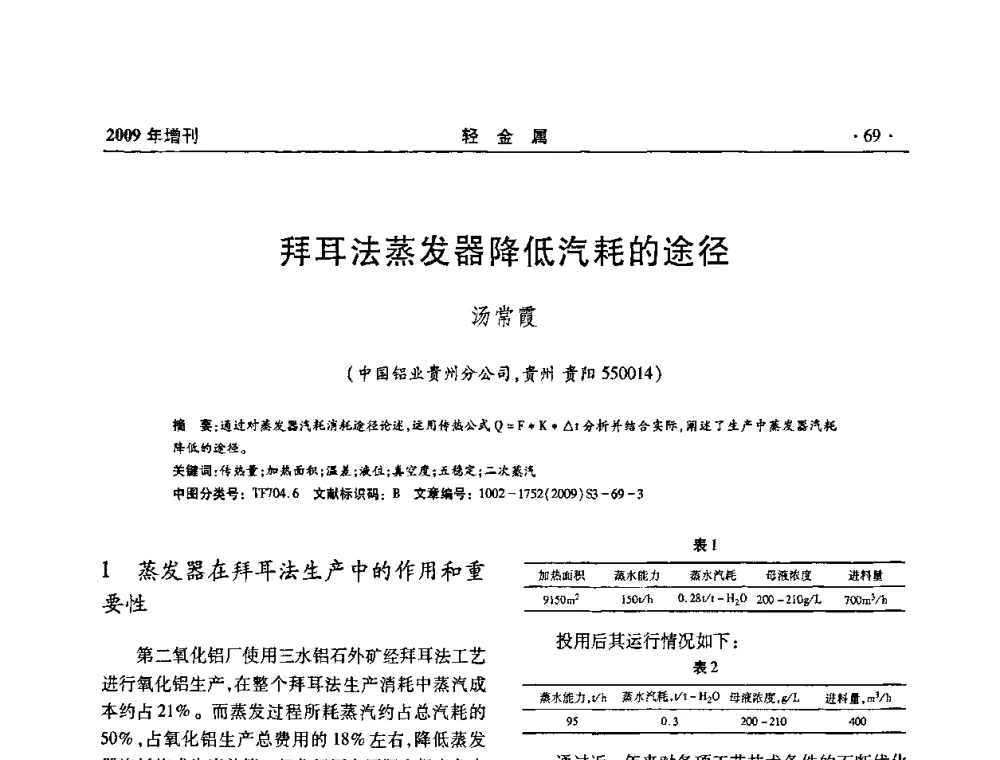 拜耳法蒸发器降低汽耗的途径 - 全国第14次氧化铝第15次电解铝和第11次铝用碳素技术信息交流会