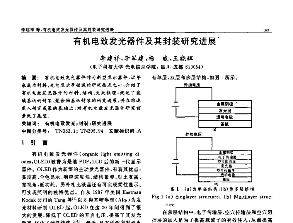 有机电致发光器件及其封装研究进展 - 第七届中国功能材料及其应用学术会议
