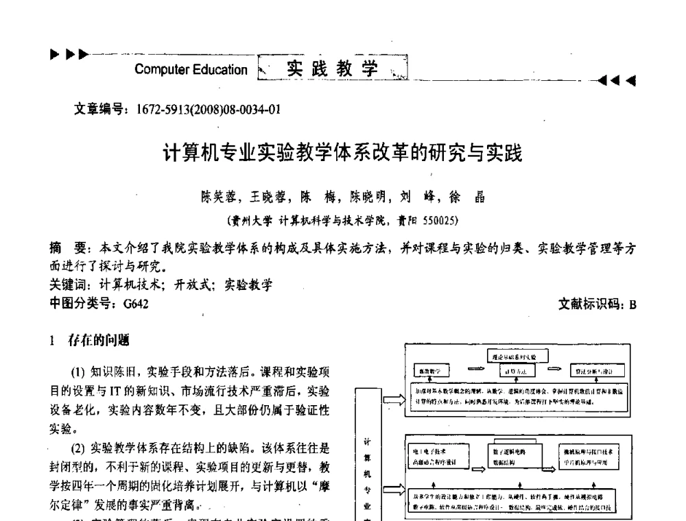 计算机专业实验教学体系改革的研究与实践 - 第二届中国计算机教育与发展学术研讨会