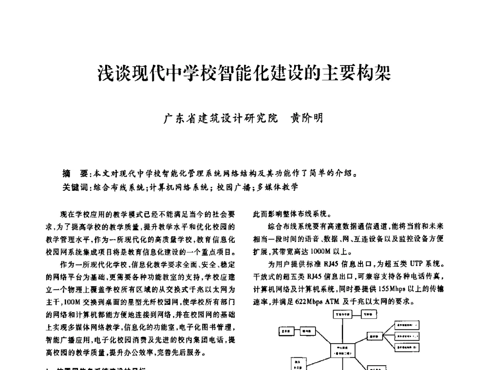 浅谈现代中学校智能化建设的主要构架 - 广东省土木建筑学会建筑电气专业委员会2009年年会