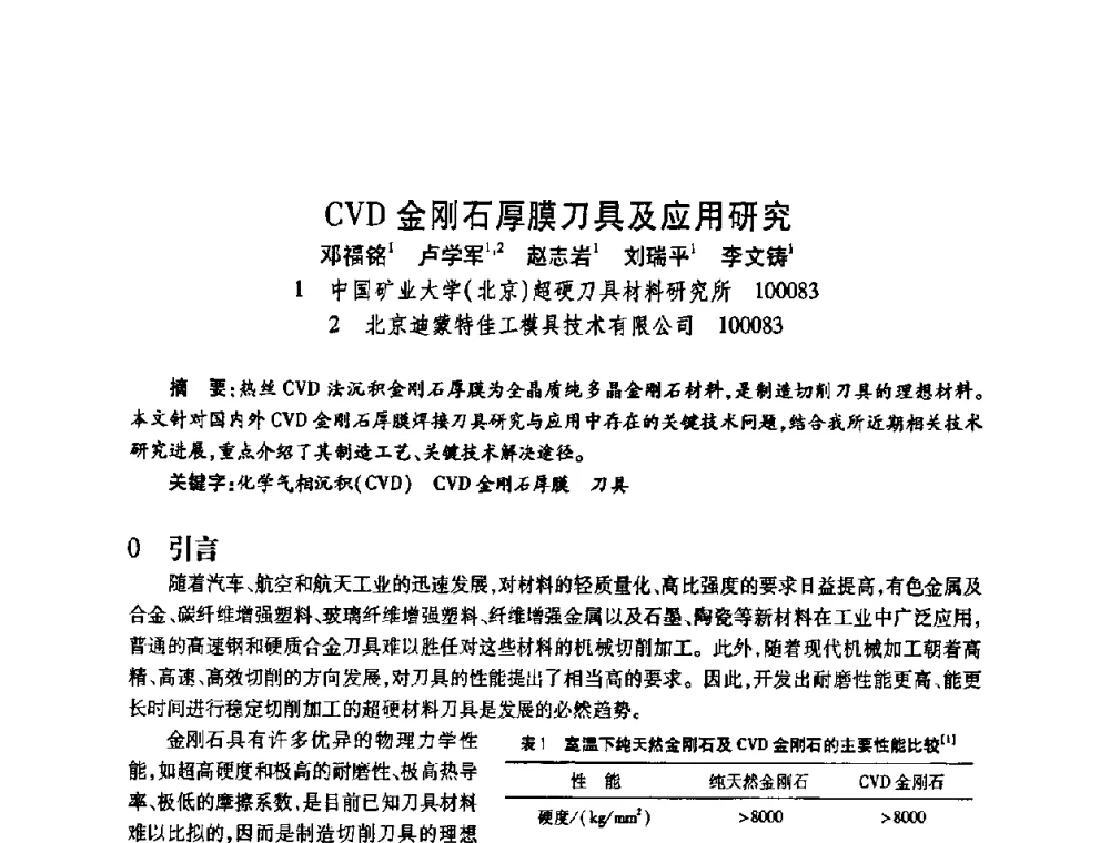 CVD金刚石厚膜刀具及应用研究 - 2009中国超硬材料行业技术发展论坛