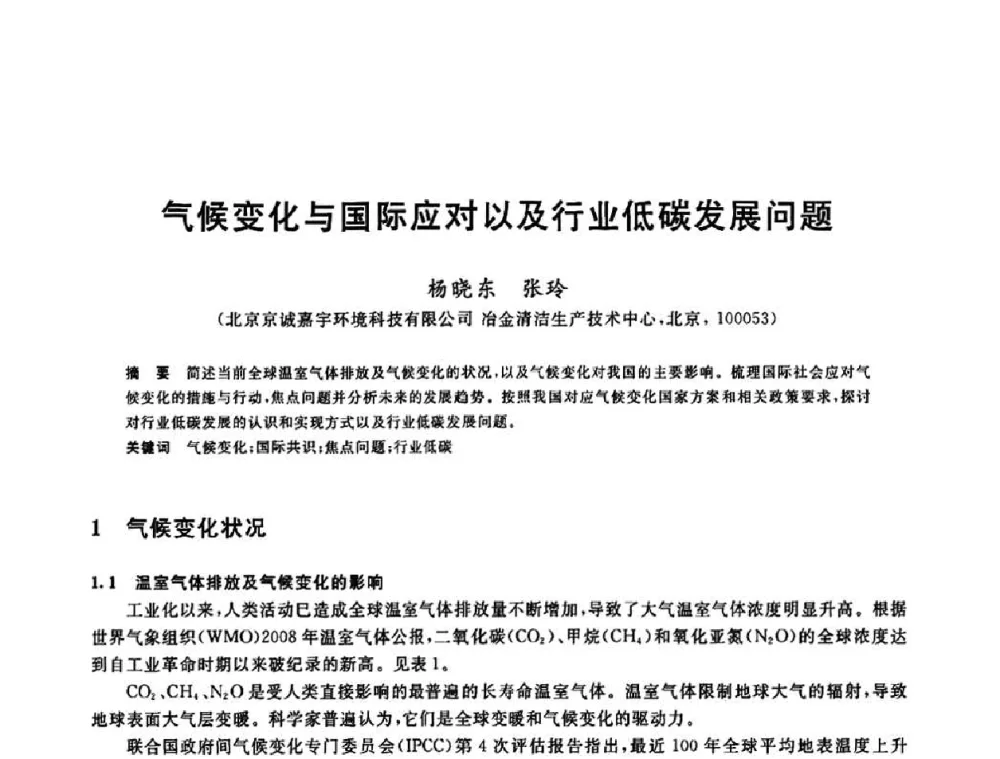 气候变化与国际应对以及行业低碳发展问题 - 2010年全国能源环保生产技术会议