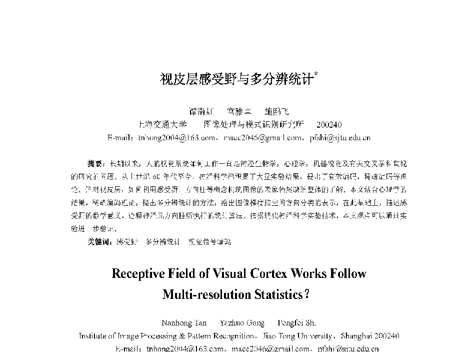 视皮层感受野与多分辨统计 - 中国人工智能学会第十三届学术年会