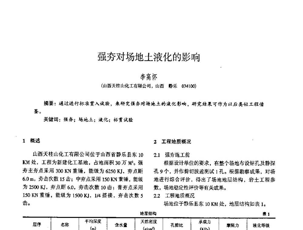 强夯对场地土液化的影响 - 全国建筑工程勘察科技情报网华北站2008年年会