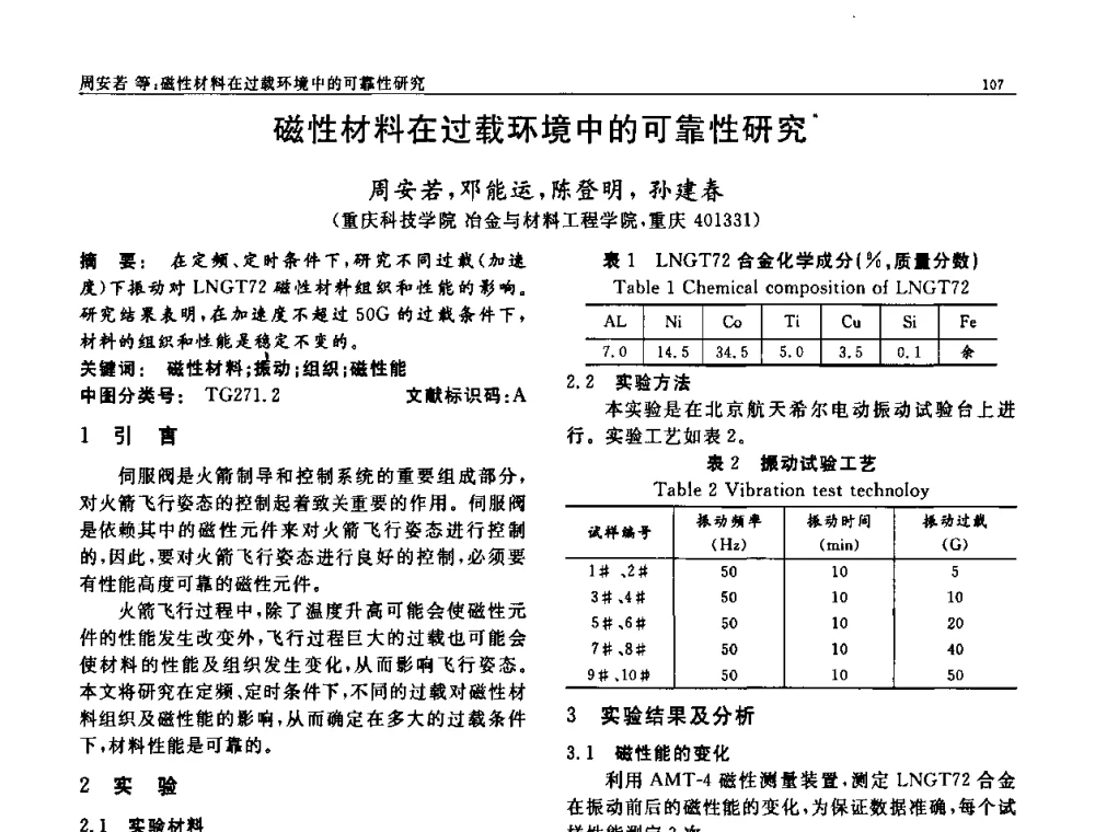 磁性材料在过载环境中的可靠性研究 - 第七届中国功能材料及其应用学术会议