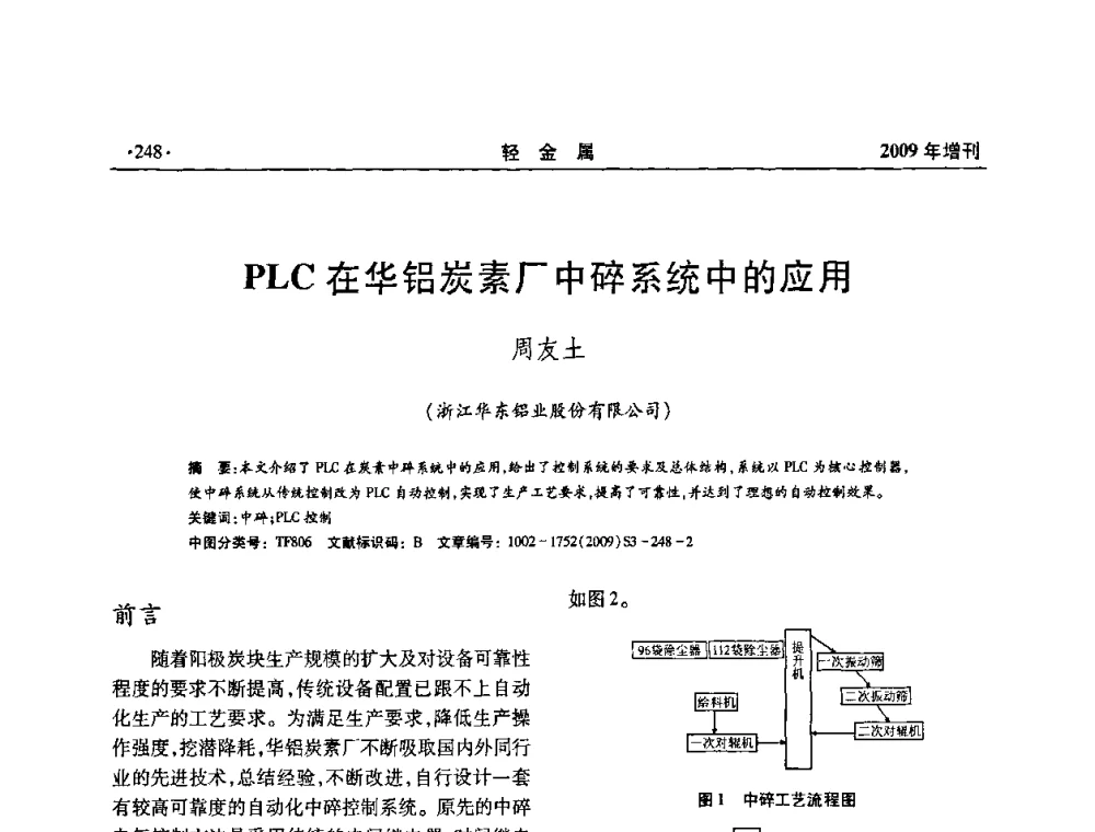 PLC在华铝炭素厂中碎系统中的应用 - 全国第14次氧化铝第15次电解铝和第11次铝用碳素技术信息交流会