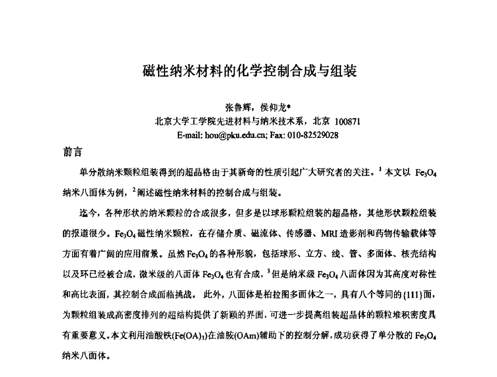 磁性纳米材料的化学控制合成与组装 - 2009年全国第二届电磁材料及器件学术会议