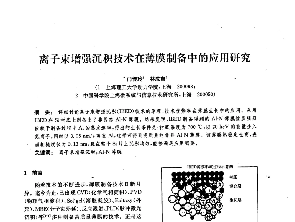离子束增强沉积技术在薄膜制备中的应用研究 - 中国化工学会2008年化工机械年会