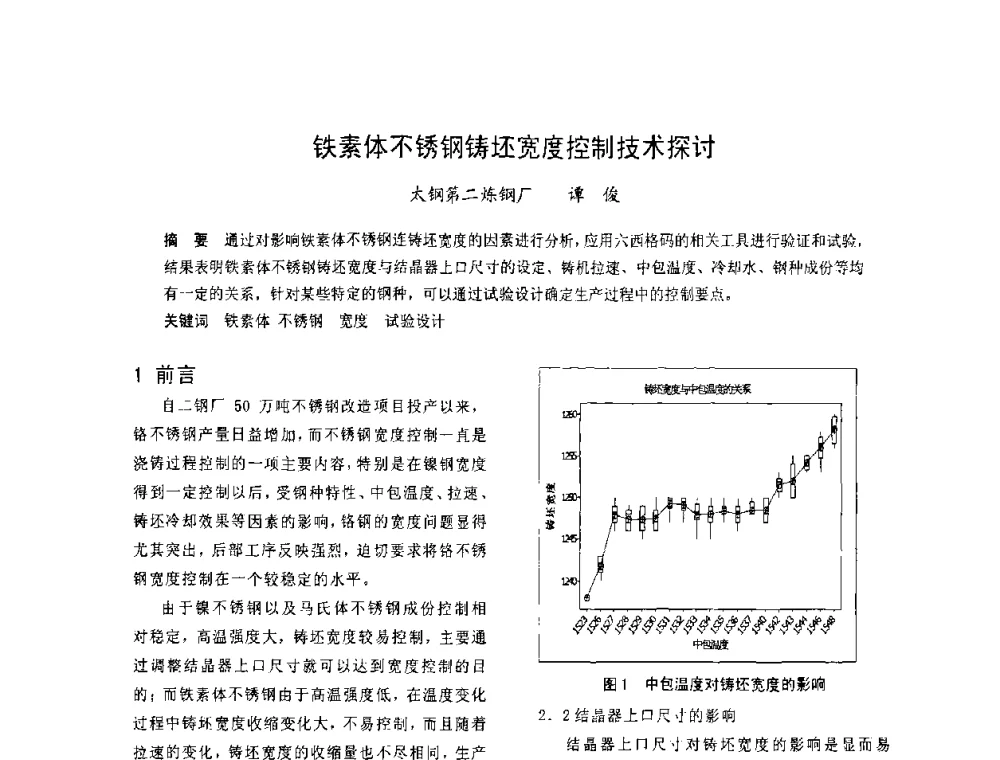 铁素体不锈钢铸坯宽度控制技术探讨 - 中国金属学会连铸分会2009年连铸工艺技术研讨会