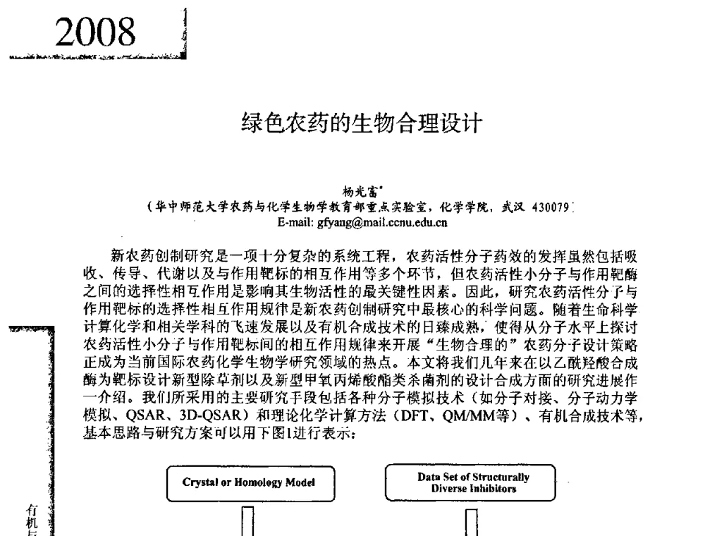 绿色农药的生物合理设计 - 2008年全国有机和精细化工中间体学术研讨会