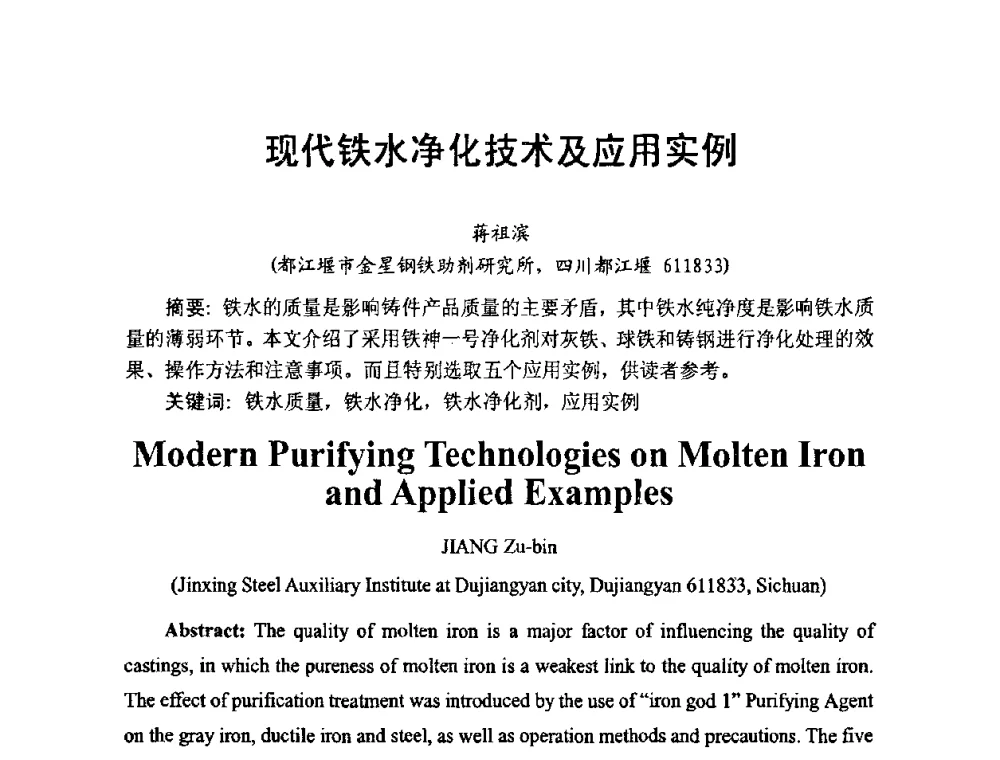 现代铁水净化技术及应用实例 - 中国第十届铸造科工贸大会暨中国消失模铸造技术创新大会