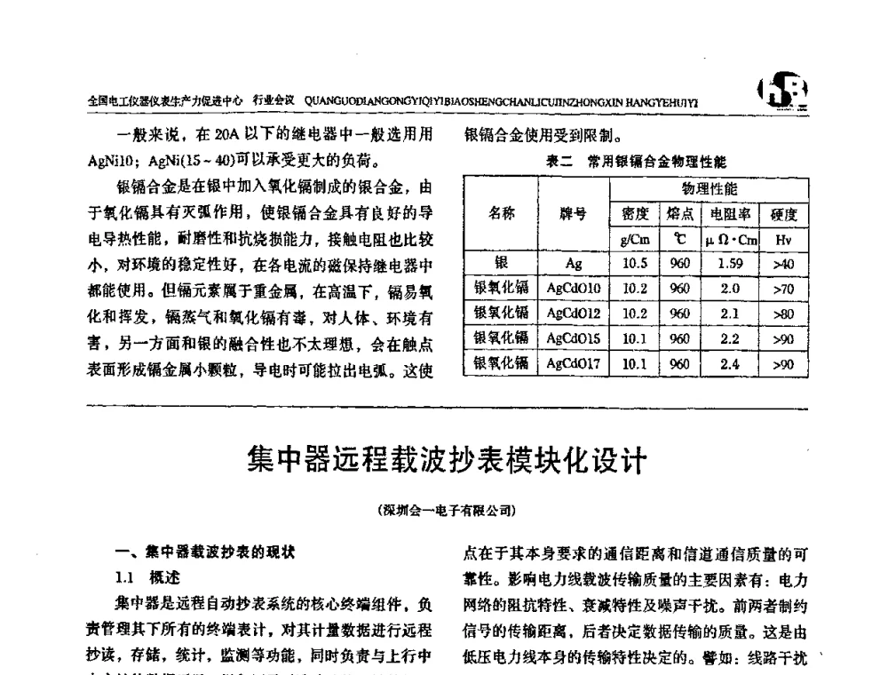集中器远程载波抄表模块化设计 - 全国电工仪器仪表标准化技术委员会换届及第四届第一次全体会议暨2008第十七届“国际电磁测量技术、标准、产品研讨会”