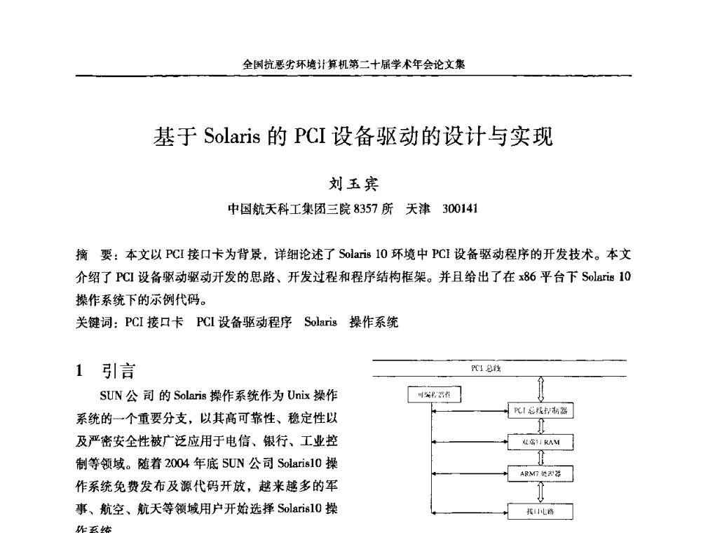 基于Solaris的PCI设备驱动的设计与实现 - 全国抗恶劣环境计算机第二十届学术年会
