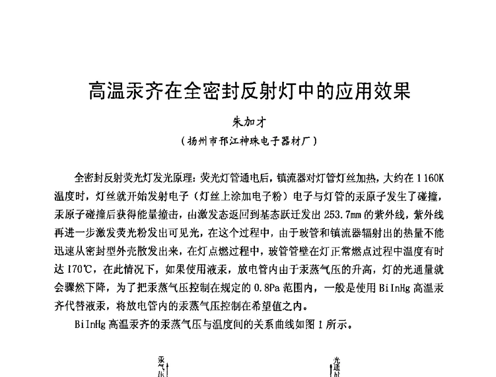 高温汞齐在全密封反射灯中的应用效果 - 第五届全国电光源科技研讨会