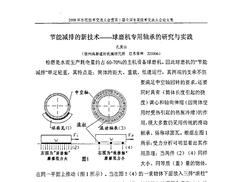 节能减排的新技术—球磨机专用轴承的研究与实践 - 2008年中国水泥技术年会暨第十届全国水泥技术交流大会