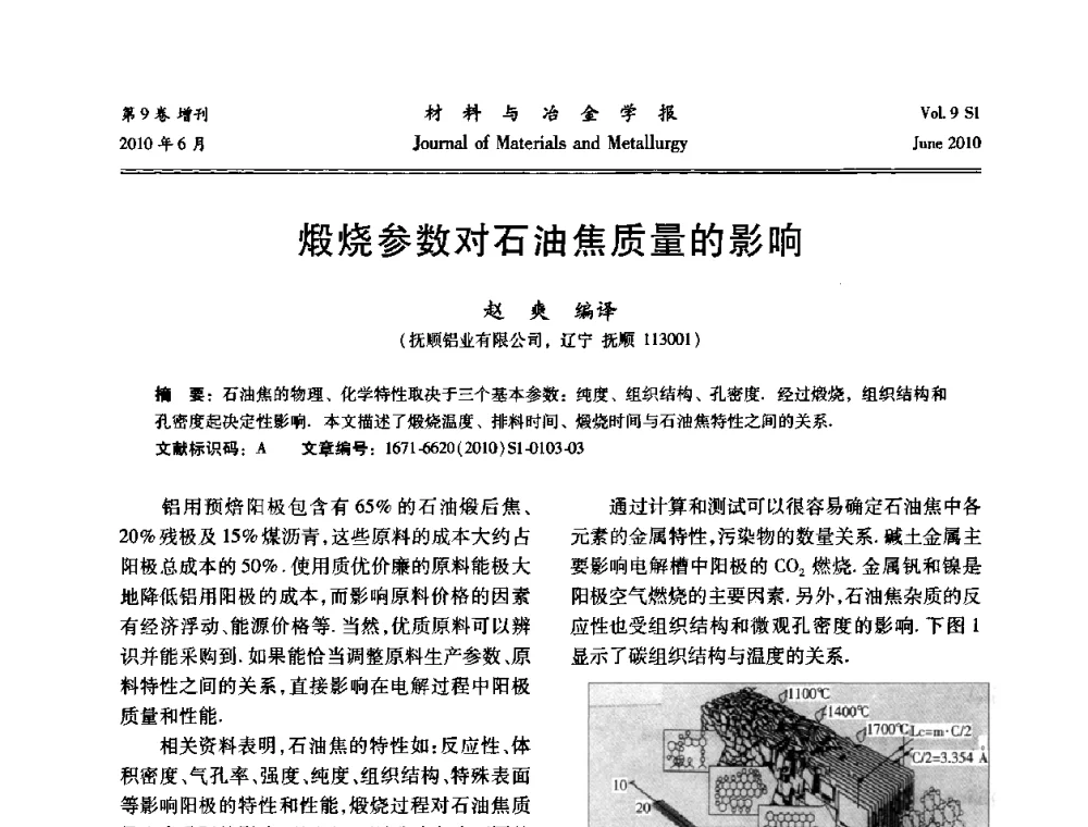 煅烧参数对石油焦质量的影响 - 中国有色金属学会铝电解槽新型结构新技术研讨会