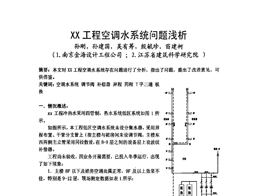 XX工程空调水系统问题浅析 - 2009年江苏暖通空调制冷学术年会