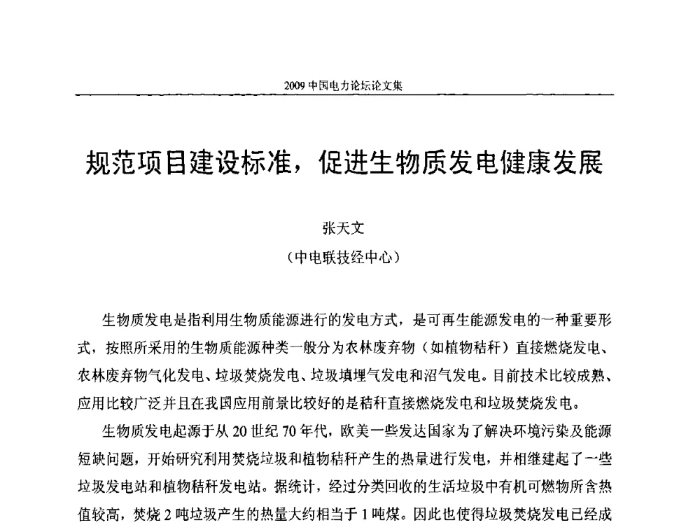 规范项目建设标准_促进生物质发电健康发展 - 2009中国电力论坛