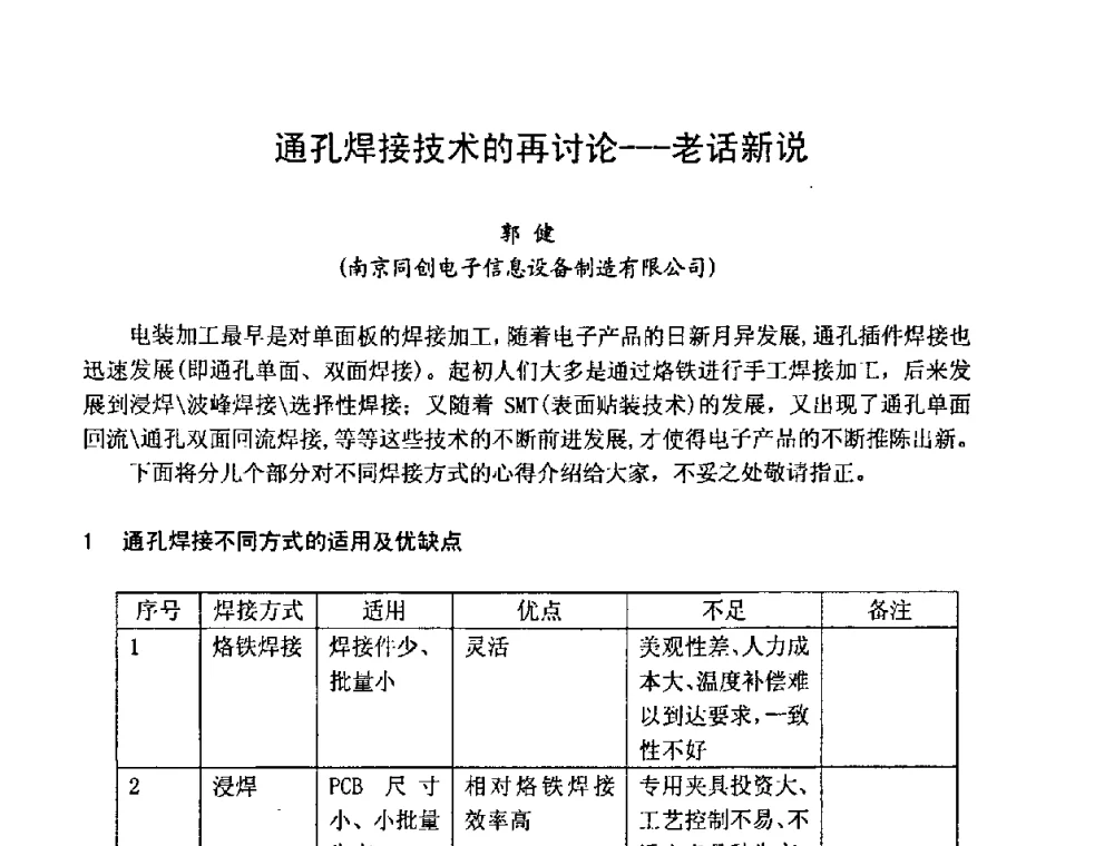 通孔焊接技术的再讨论---老话新说 - 2008中国高端SMT学术会议