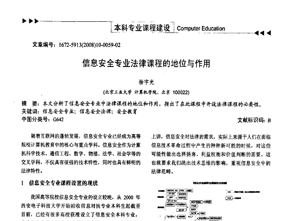 信息安全专业法律课程的地位与作用 - 第二届中国计算机教育与发展学术研讨会