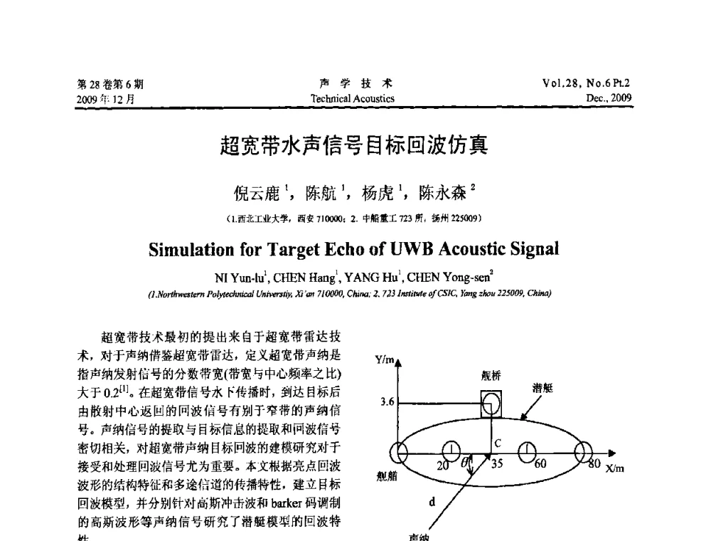 超宽带水声信号目标回波仿真 - 2009年上海-西安声学学会学术交流会